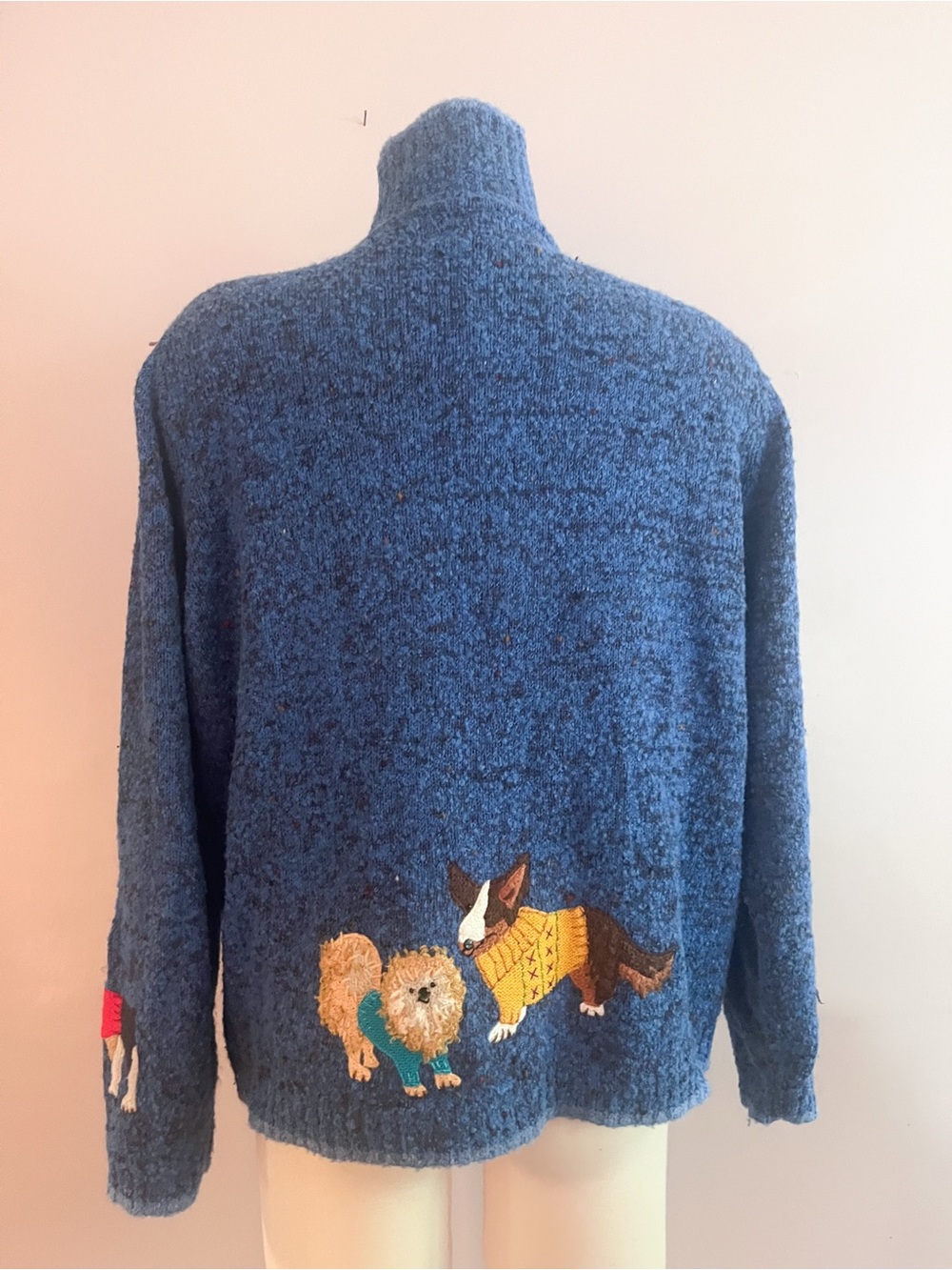 Design Options By Philip and Jane Gordon Blue Knit Dog Vintage Cardigan - Picture 10 of 12